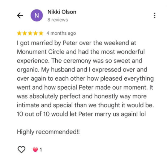 Marry Me In Indy Reviews